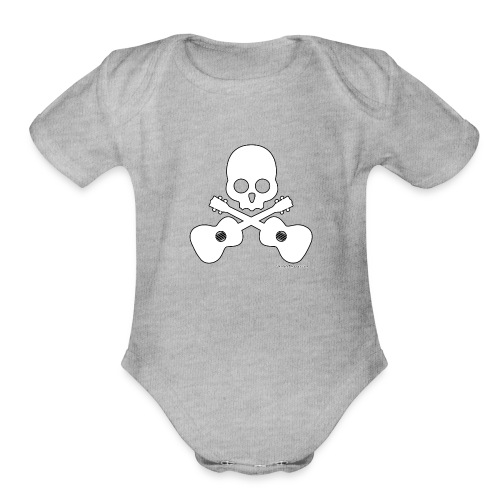 Skull & Cross Uke - White - Organic Short Sleeve Baby Bodysuit