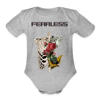 FEARLESS T SHIRT - Organic Short Sleeve Baby Bodysuit - heather grey - Front