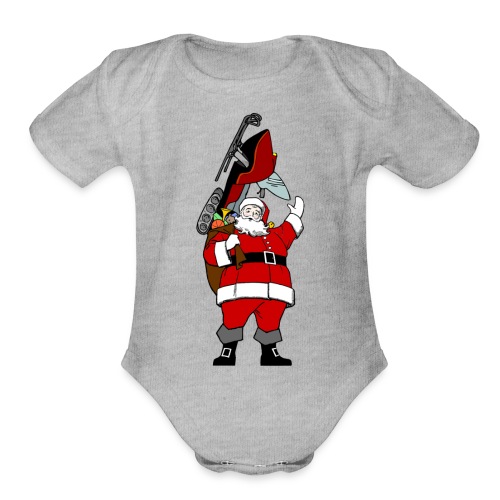 Snowmobile Present Santa - Organic Short Sleeve Baby Bodysuit