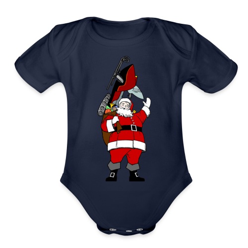 Snowmobile Present Santa - Organic Short Sleeve Baby Bodysuit