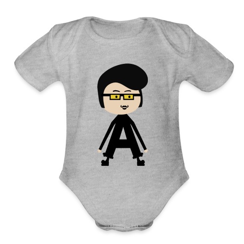 Alphabet Letter A - Extra Long Arms Anders - Organic Short Sleeve Baby Bodysuit