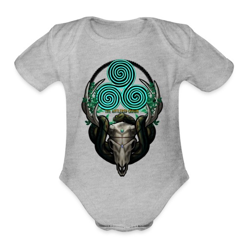 The Antlered Crown (Color Text) - Organic Short Sleeve Baby Bodysuit