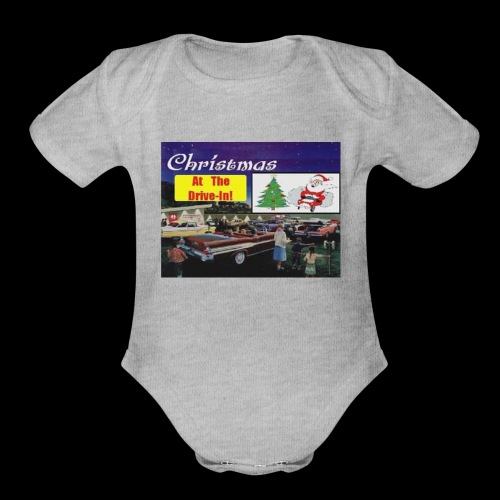 Christmas At The Drive In Logo 2 - Organic Short Sleeve Baby Bodysuit