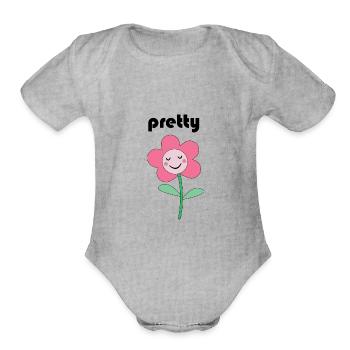 pretty - Organic Short Sleeve Baby Bodysuit - heather grey - Front