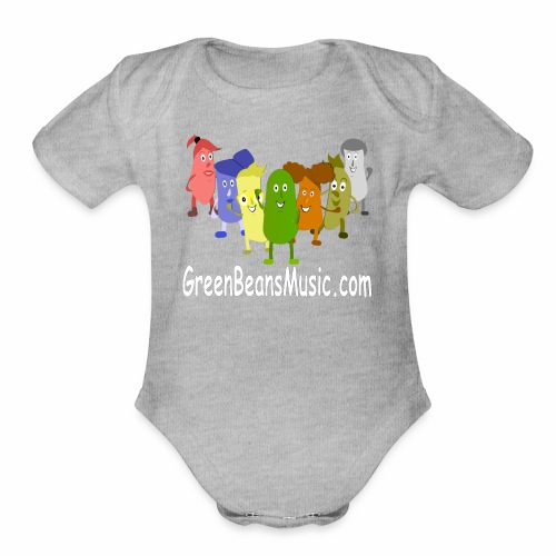 Green Bean's Music Apparel White Logo - Organic Short Sleeve Baby Bodysuit