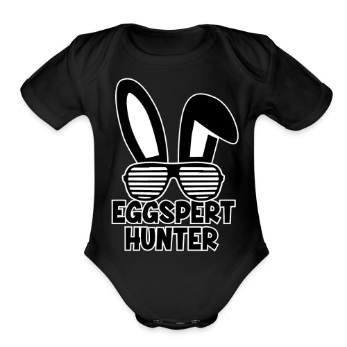 Eggspert Hunter Easter Bunny with Sunglasses - Organic Short Sleeve Baby Bodysuit
