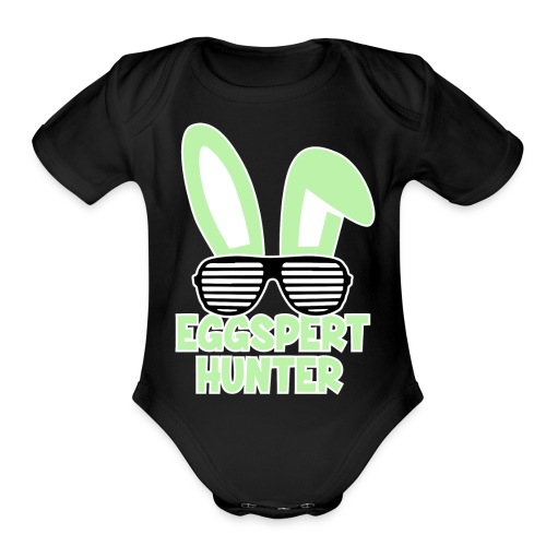 Eggspert Hunter Easter Bunny with Sunglasses - Organic Short Sleeve Baby Bodysuit