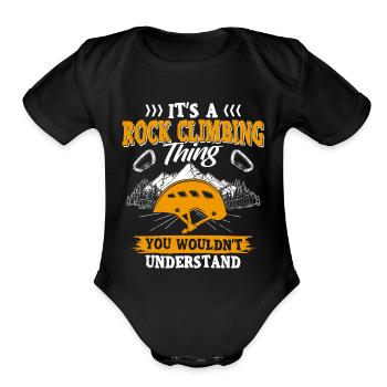 Rock Climbing - Organic Short Sleeve Baby Bodysuit - black - Front