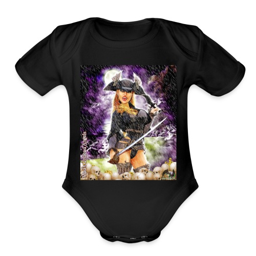 Undead Angel Vampire Pirate Rusila F006B-PH - Organic Short Sleeve Baby Bodysuit