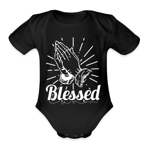 Blessed (White Letters) - Organic Short Sleeve Baby Bodysuit