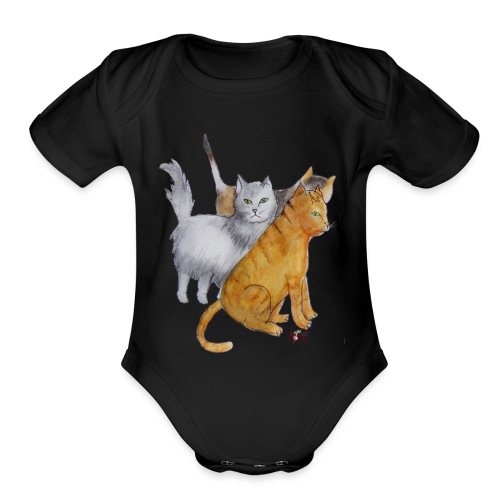 Paris Street Cats - Organic Short Sleeve Baby Bodysuit