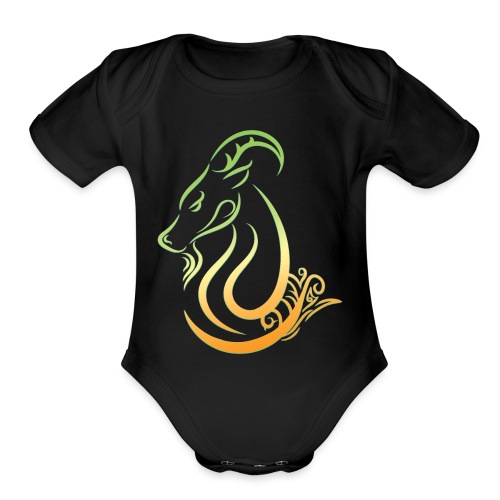 Capricorn Zodiac Sea Goat Astrology Logo - Organic Short Sleeve Baby Bodysuit