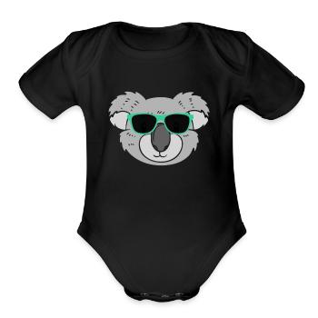 T-shirt mignon de koala - Cache-couche à manches courtes bio - noir - Devant