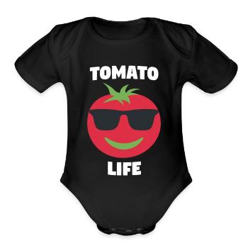 Cadeau végétarien végétalien de vie de tomate drôle de lunettes de soleil - Cache-couche à manches courtes bio - noir - Devant
