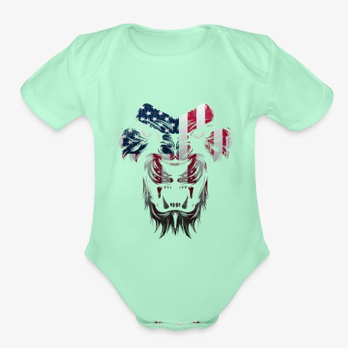 American Flag Lion Shirt - Organic Short Sleeve Baby Bodysuit