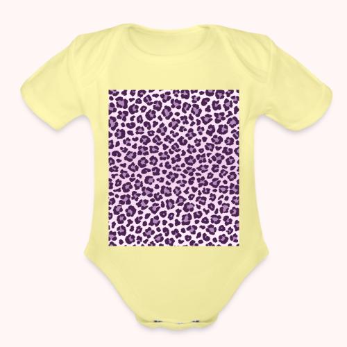 Purple Color Leopard Pattern - Organic Short Sleeve Baby Bodysuit