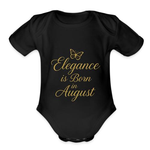Elegance Is Born in August | Gold Butterfly - Organic Short Sleeve Baby Bodysuit