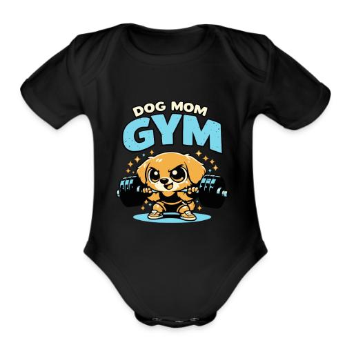 Chibi Dog Gym Workout - Organic Short Sleeve Baby Bodysuit