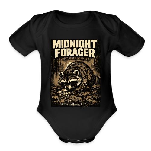 Midnight Forager Raccoon Mushroom Hunter - Organic Short Sleeve Baby Bodysuit
