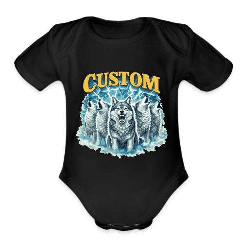 Custom Wolf Pack Howling Moon Vintage Wilderness - Organic Short Sleeve Baby Bodysuit