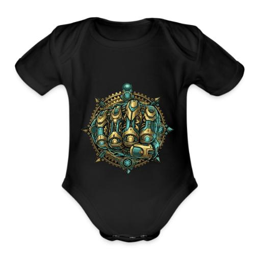 Cyberpunk Power Robot Hand - Organic Short Sleeve Baby Bodysuit