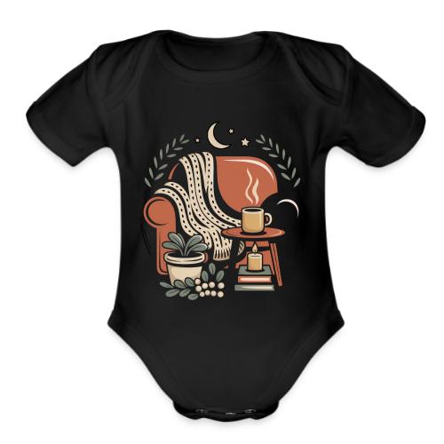 Moonlit Cozy Night Recliner - Organic Short Sleeve Baby Bodysuit