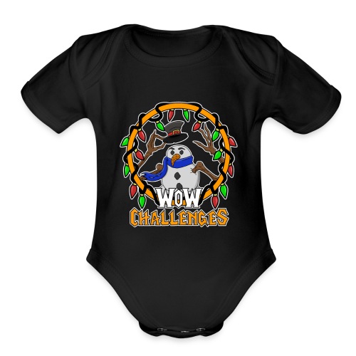 WoW Challenges Holiday Snowman WHITE - Organic Short Sleeve Baby Bodysuit