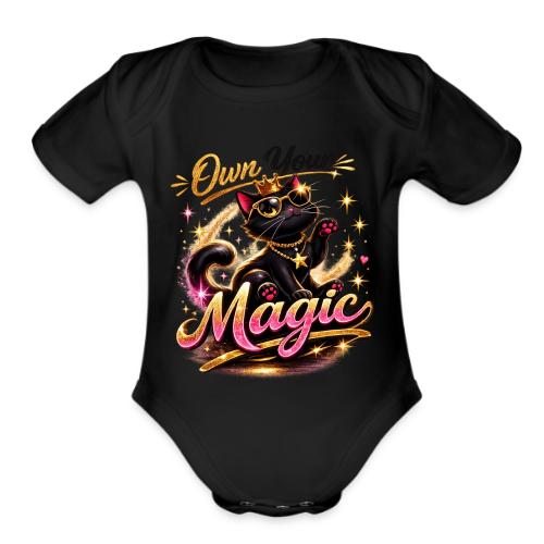 Own Your Magic – Glam Black Cat - Organic Short Sleeve Baby Bodysuit