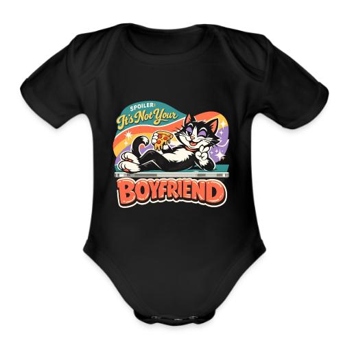 Sassy Cat Pride Pizza Retro Comic - Organic Short Sleeve Baby Bodysuit
