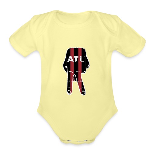 Peace Up, A-Town Down, Five Stripes! - Organic Short Sleeve Baby Bodysuit