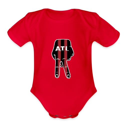 Peace Up, A-Town Down, Five Stripes! - Organic Short Sleeve Baby Bodysuit