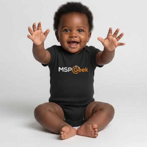 MSPGeekWhiteLogo - Organic Short Sleeve Baby Bodysuit