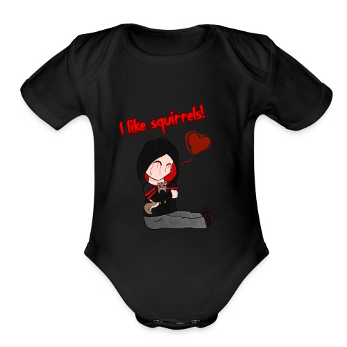 I like Squirrels (With Text) - Organic Short Sleeve Baby Bodysuit