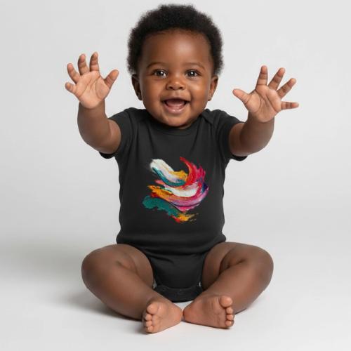 Colorful brushstrokes - Organic Short Sleeve Baby Bodysuit
