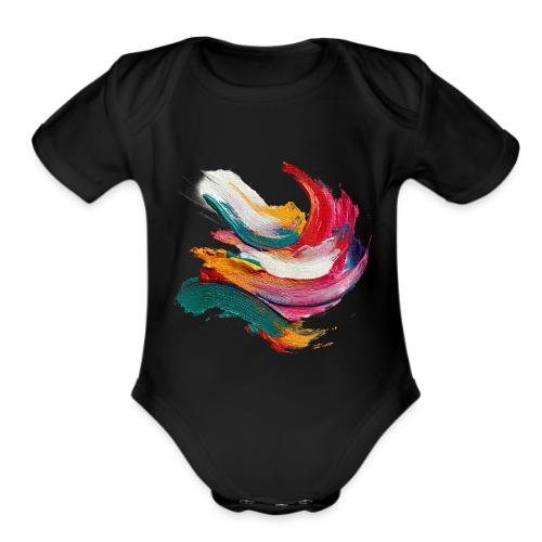 Colorful brushstrokes - Organic Short Sleeve Baby Bodysuit