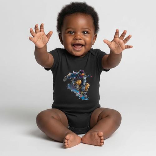 Snowboarding: Splash of Speed - Organic Short Sleeve Baby Bodysuit