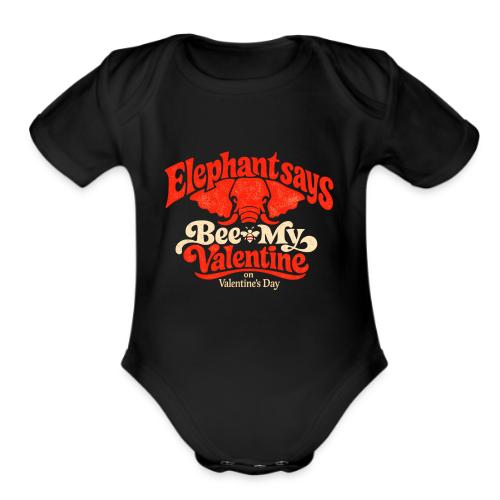 Retro Elephant Bee My Valentine Cute Couple - Organic Short Sleeve Baby Bodysuit