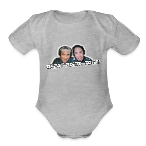 GREAT POINT, TONY! (with glow) - Organic Short Sleeve Baby Bodysuit