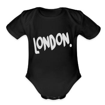 London - Organic Short Sleeve Baby Bodysuit - black - Front