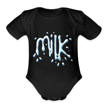 Milk - Organic Short Sleeve Baby Bodysuit - black - Front