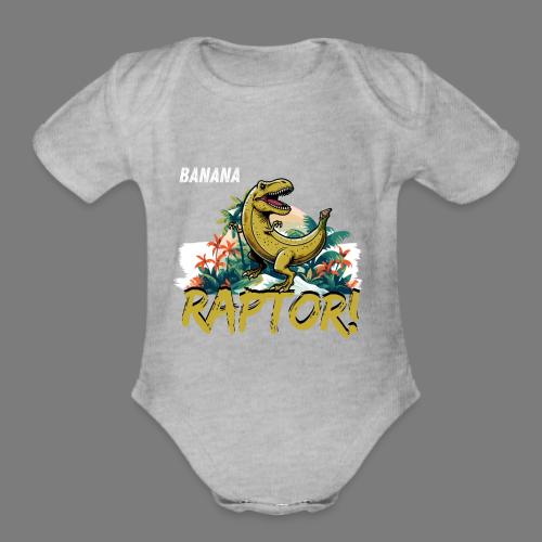Funny Banana Raptor T-Rex Design - Organic Short Sleeve Baby Bodysuit