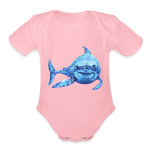 sharp shark - Organic Short Sleeve Baby Bodysuit