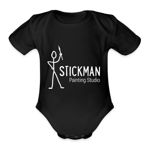 Stickman Logo In White - Organic Short Sleeve Baby Bodysuit
