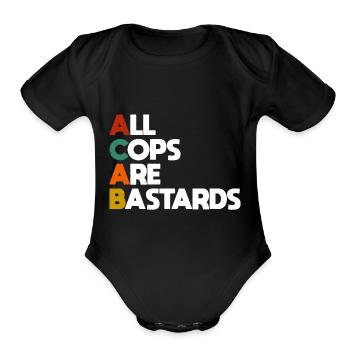 Acab All Cops Are Bastards - Organic Short Sleeve Baby Bodysuit - black - Front