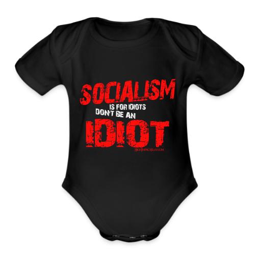 Socialism is.... (red and white) - Organic Short Sleeve Baby Bodysuit