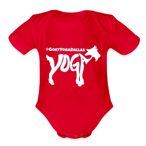 Goat Yoga Dallas White Logo - Organic Short Sleeve Baby Bodysuit