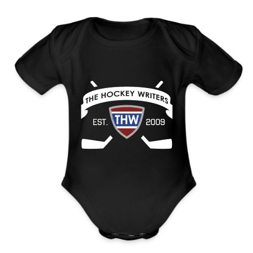The Hockey Writers Est. 2009 Banner Logo - white - Organic Short Sleeve Baby Bodysuit