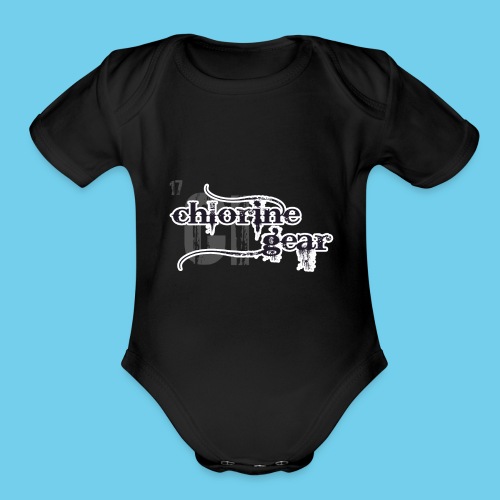 Chlorine Gear Textual B W - Organic Short Sleeve Baby Bodysuit