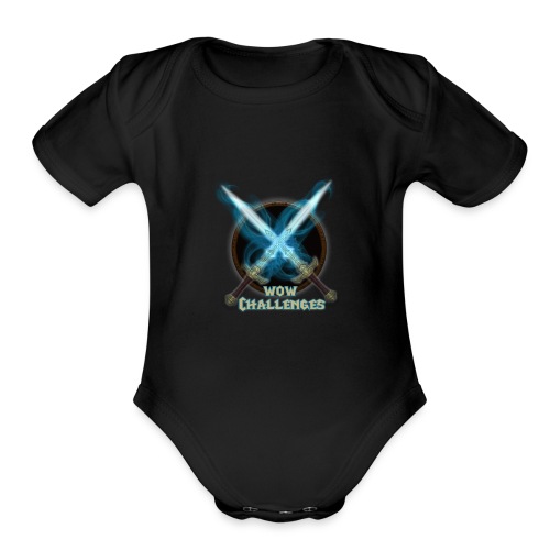 WoW Challenges Blue Fire Swords Logo - Organic Short Sleeve Baby Bodysuit