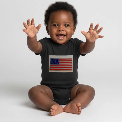 US Flag - Organic Short Sleeve Baby Bodysuit